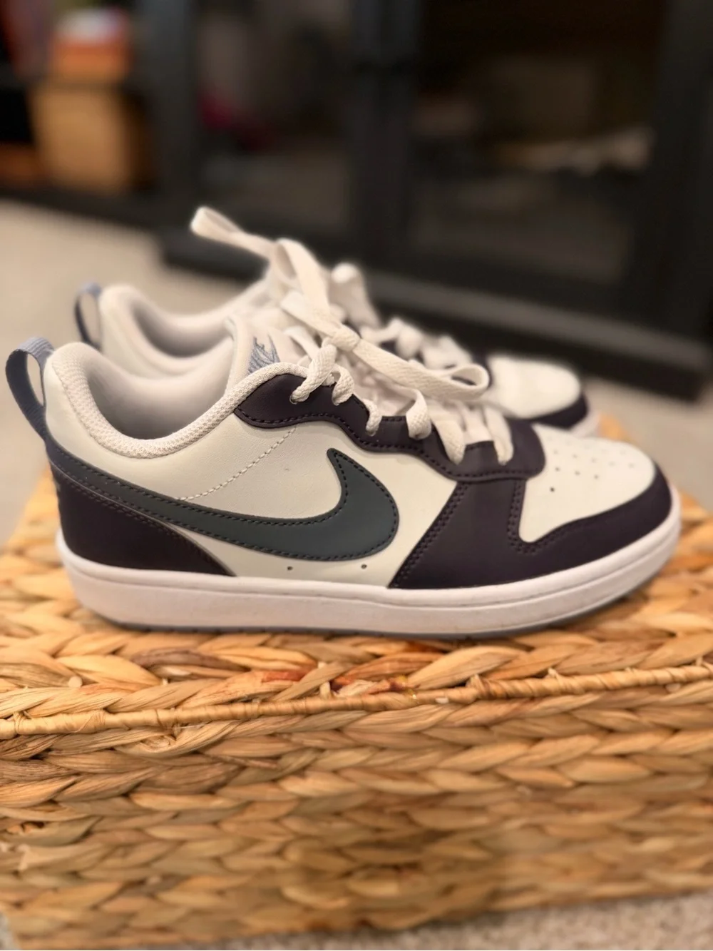 Nike Court Borough Low Recraft 4Y Women’s 5.5 White Purple Gray Sneakers